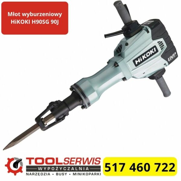 Młot wyburzeniowy Hikoki H90SG 70J z uchwytem HEX do kucia betonu
