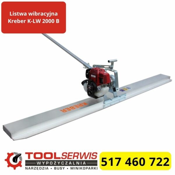 Listwa wibracyjna Kreber K-LW2000 B z silnikiem Honda GX25 o długości 2 metry