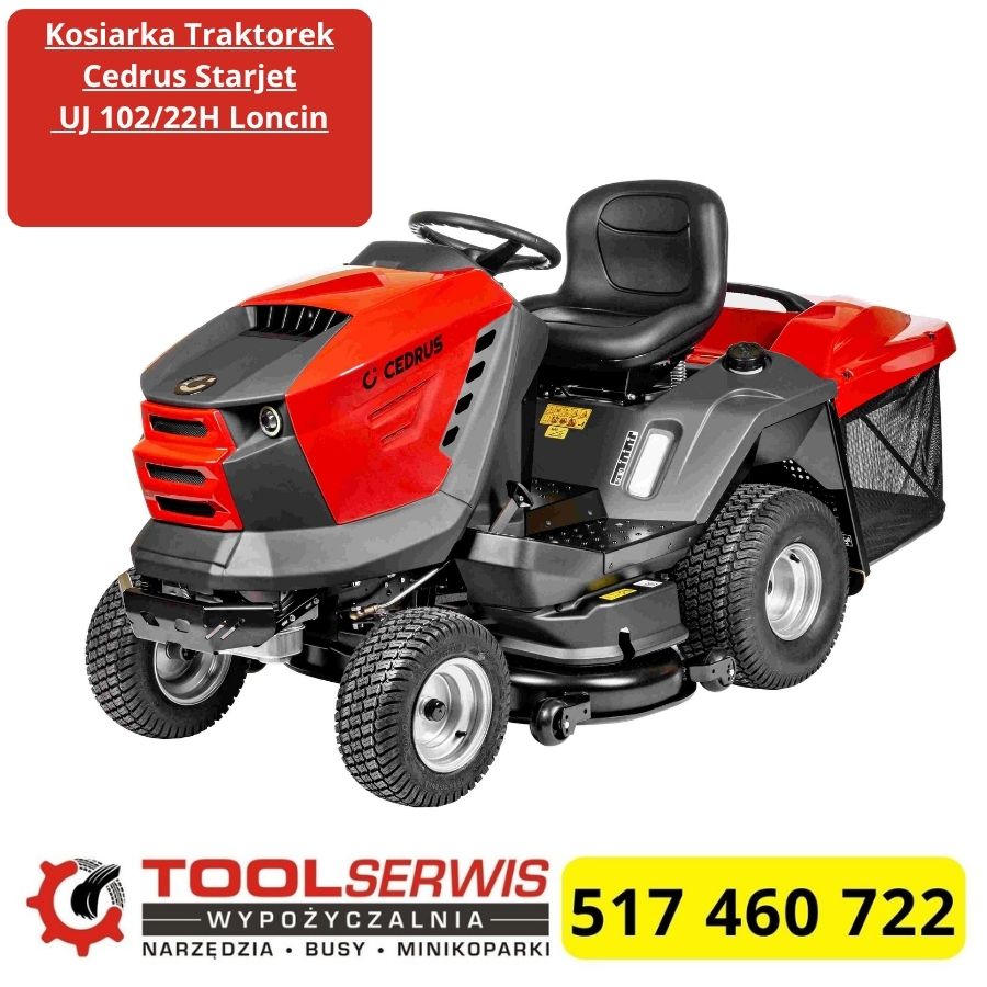 Traktorek Cedrus Starjet UJ 102/22H podczas koszenia trawnika