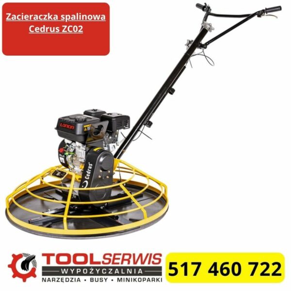 Zacieraczka spalinowa Cedrus ZC02 podczas pracy na posadzce