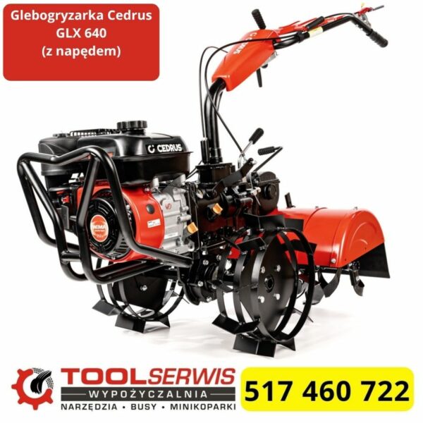 Glebogryzarka GLX 640 z napędem podczas pracy na działce