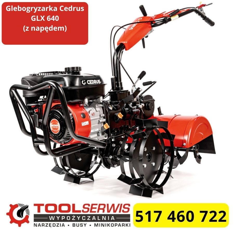 Glebogryzarka GLX 640 z napędem podczas pracy na działce