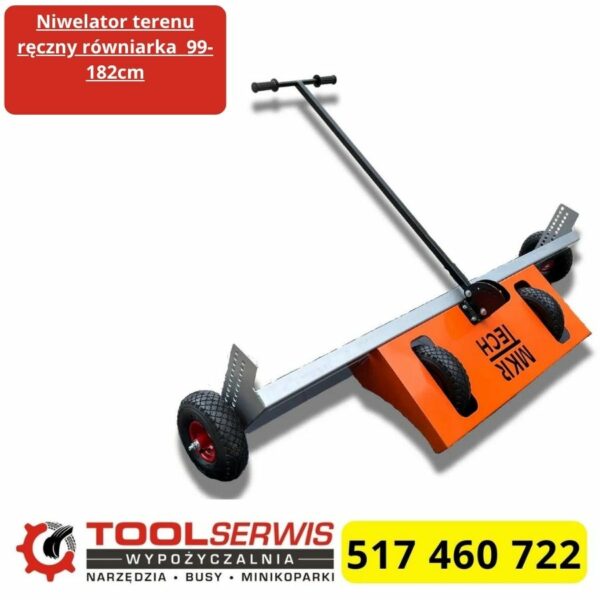 Ręczny niwelator terenu 99–182 cm do wyrównywania ziemi, piasku i żwiru