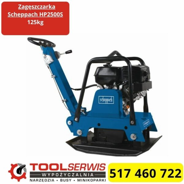 Zagęszczarka gruntu Scheppach HP2500S 125 kg podczas profesjonalnych prac brukarskich