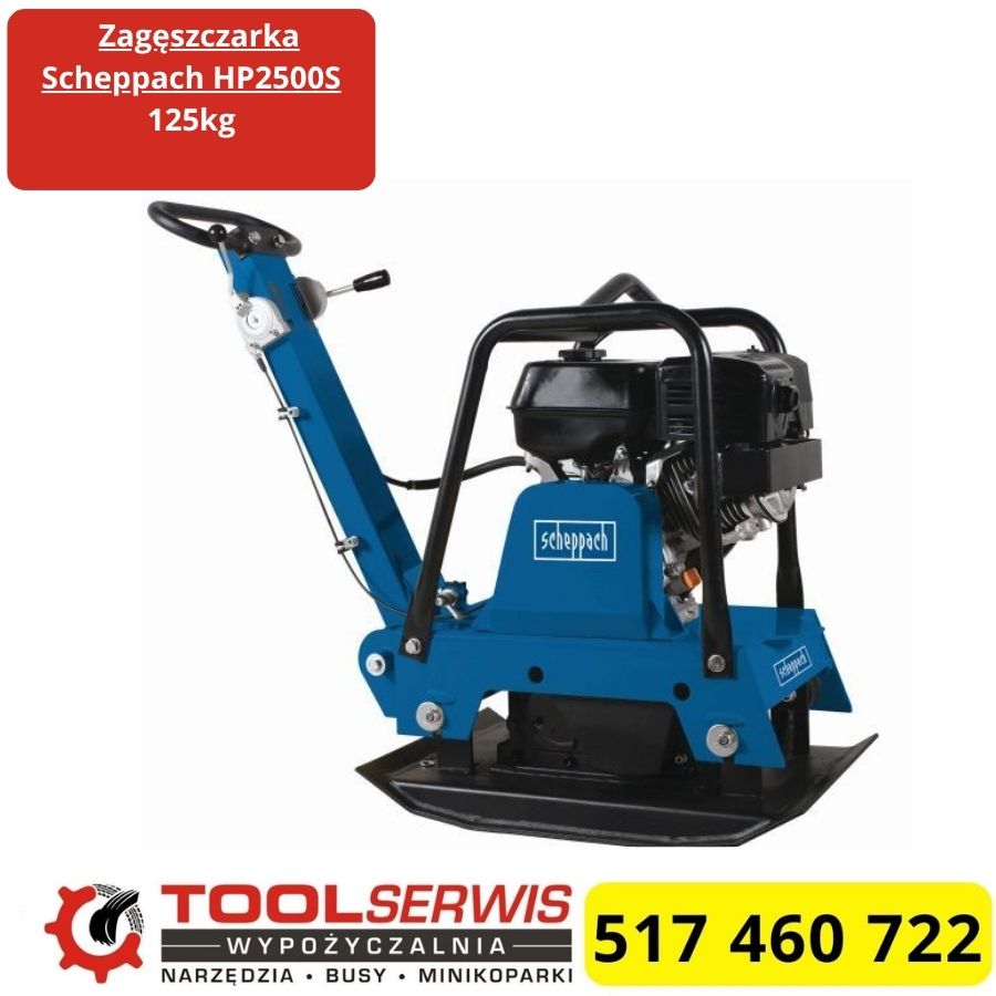 Zagęszczarka gruntu Scheppach HP2500S 125 kg podczas profesjonalnych prac brukarskich